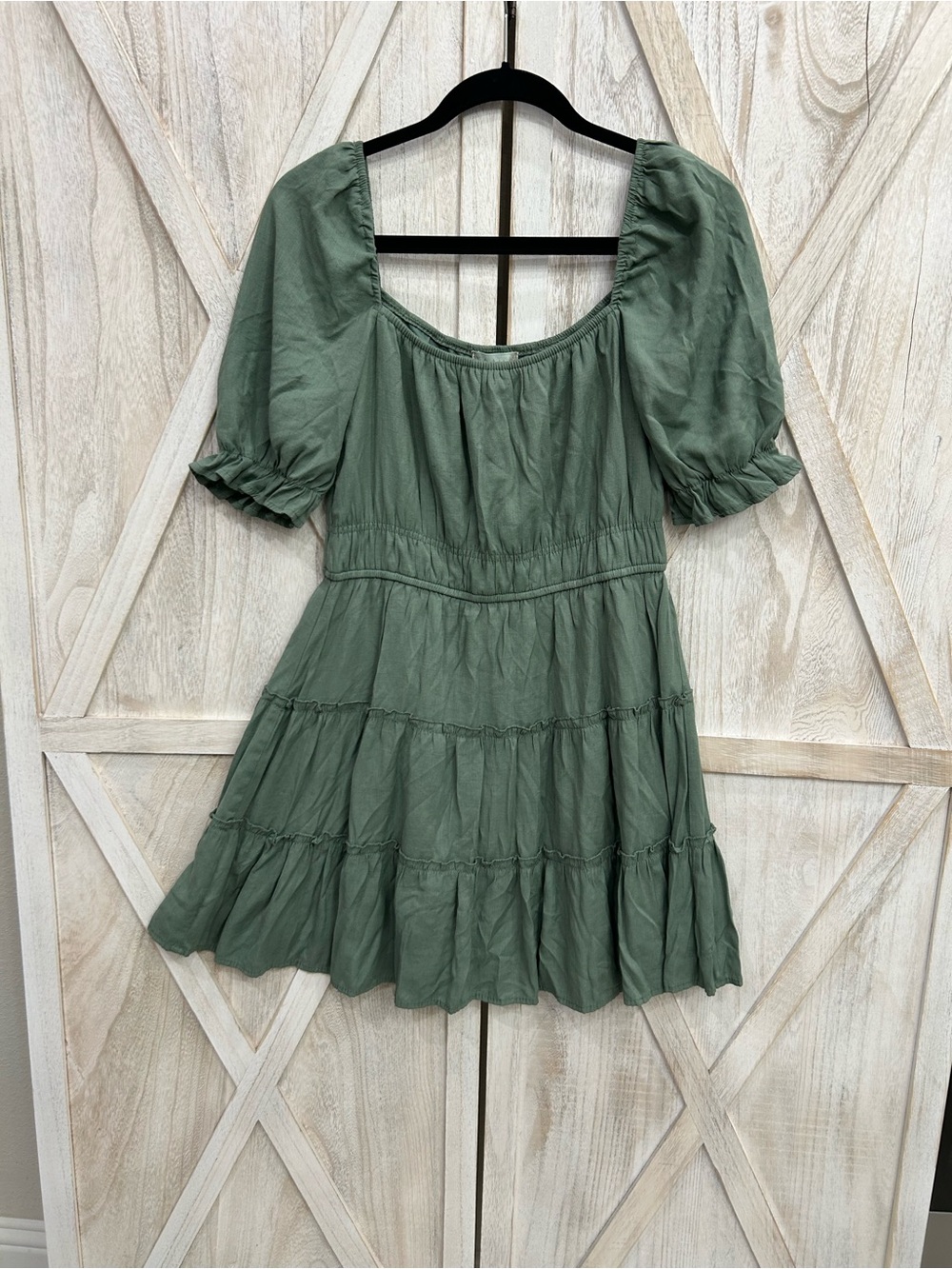 Altar'd State Sage Green Smocked Tiered Mini Dress - Picture 2 of 8